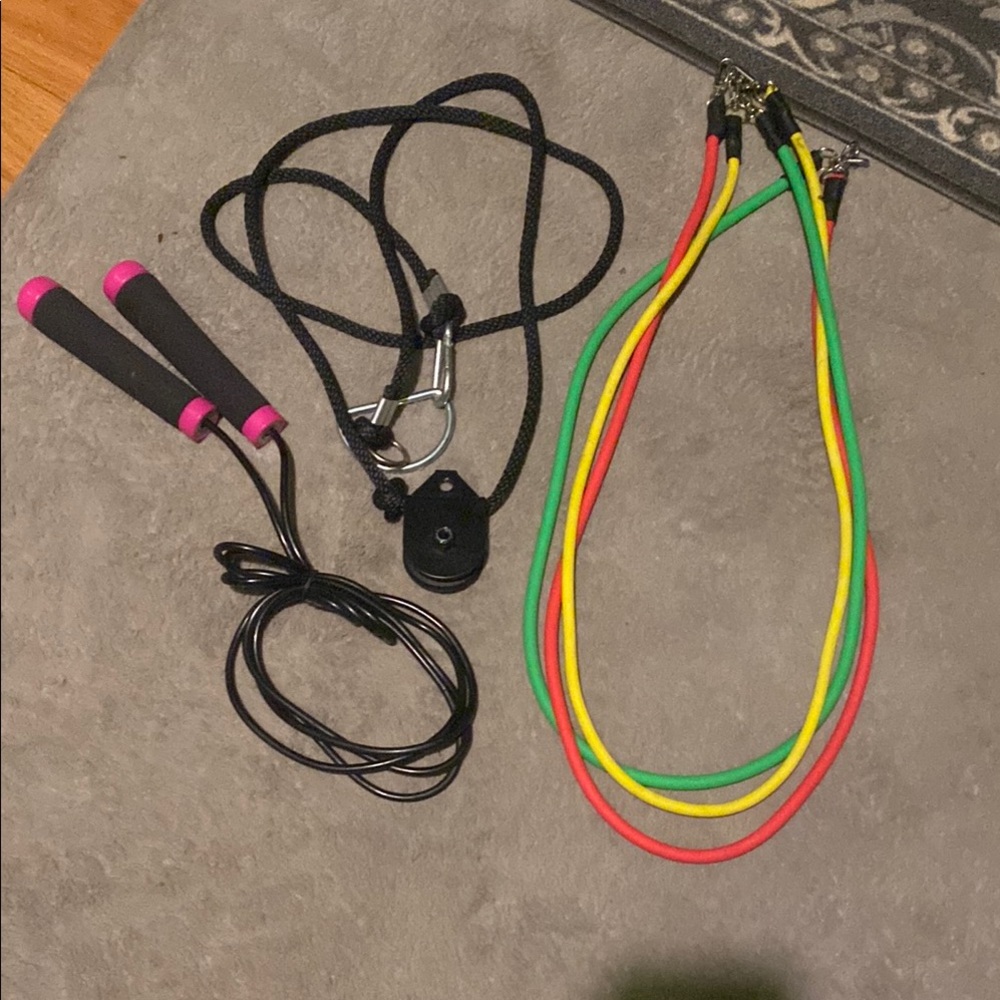 Colorful Resistance Bands and Jump Rope Set